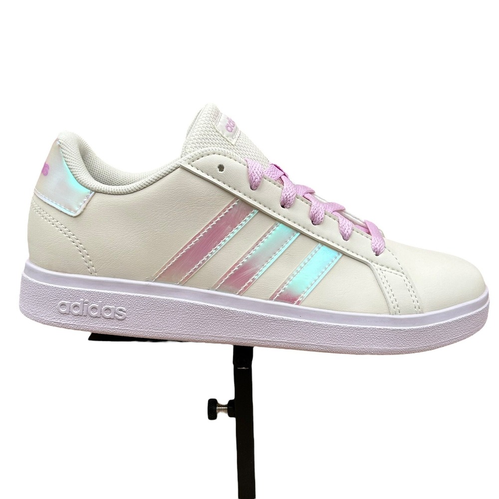 Adidas Grand Court Youth Girls Casual Sneakers Size 7 Chalk White-Lilac Low Top‎ - Picture 13 of 13